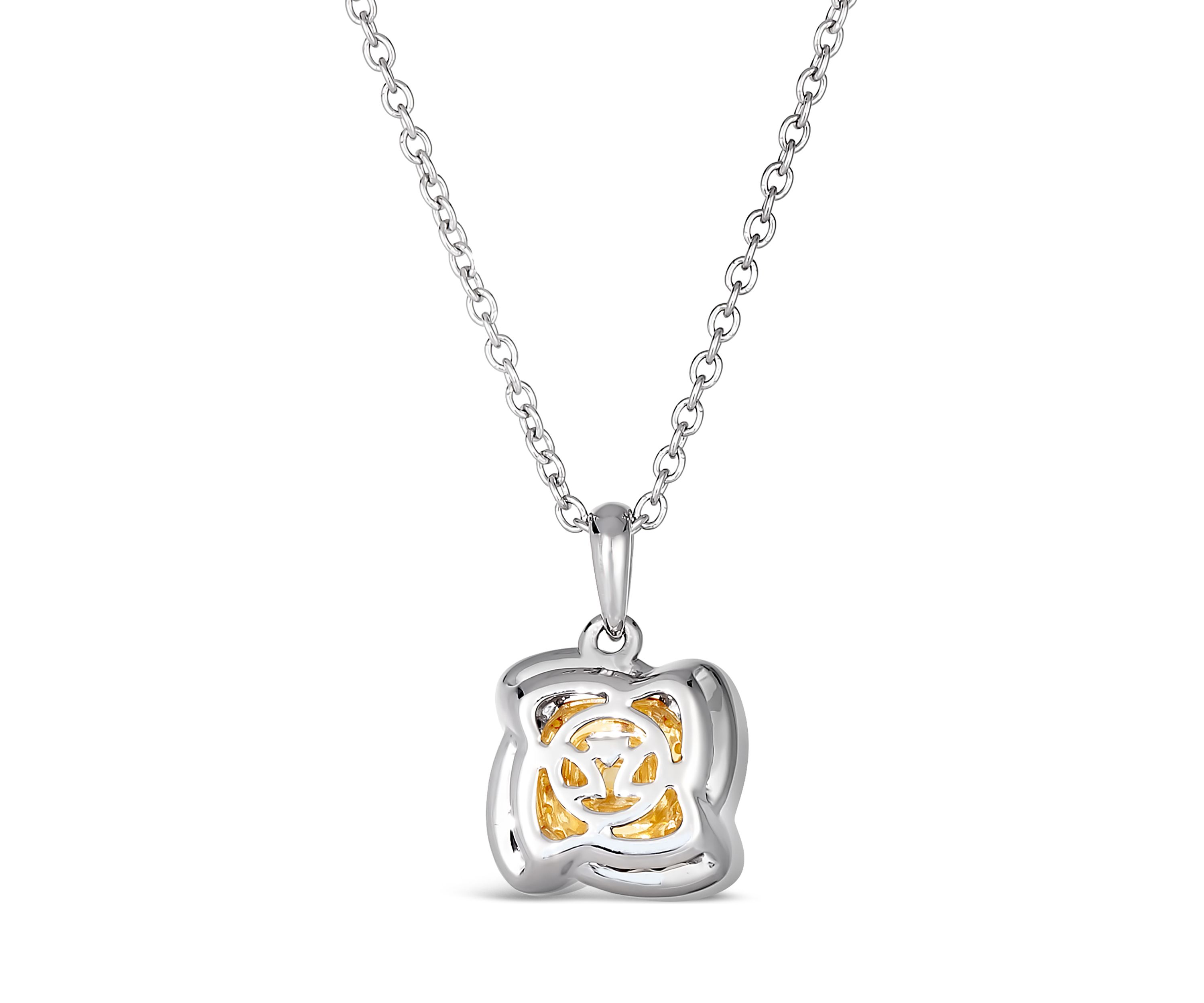 1/3 ct. t.w. Fancy Light Yellow Diamond, 1/6 ct. t.w. Vanilla Diamonds® Pendant Necklace in Platinum 