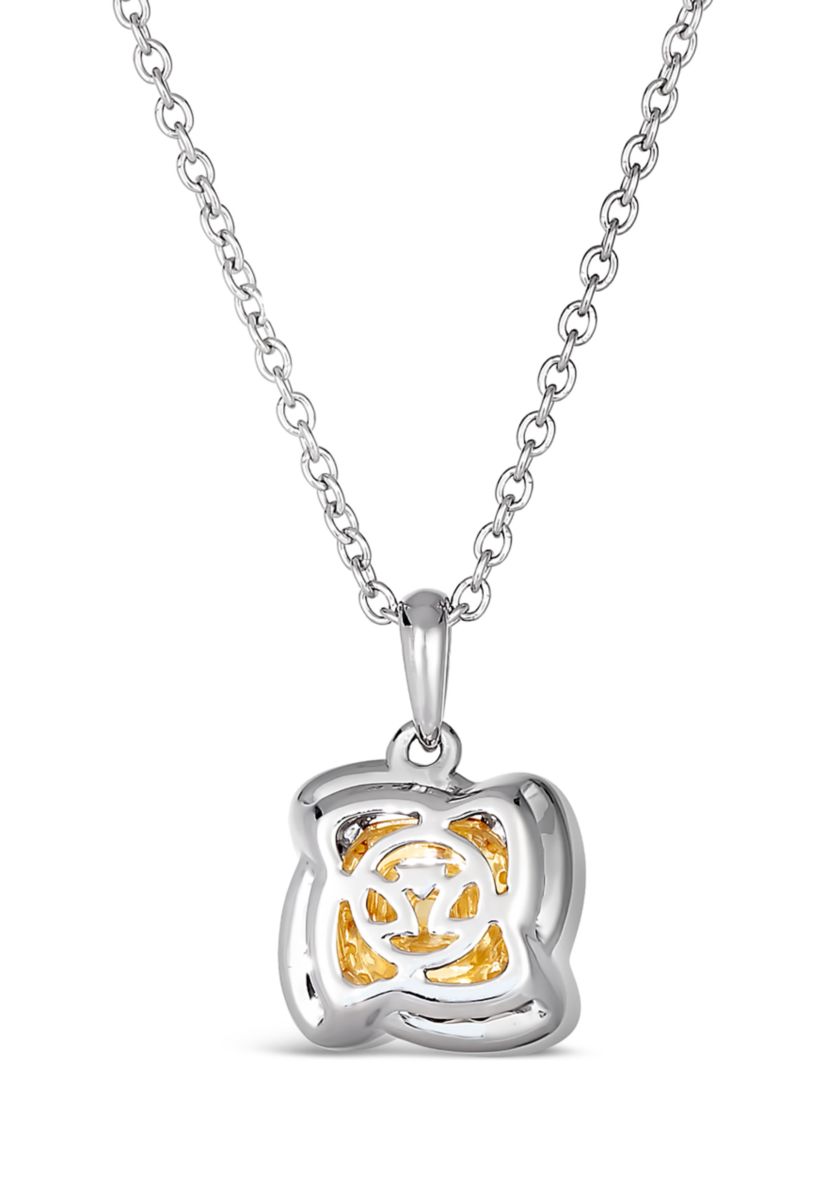 1/3 ct. t.w. Fancy Light Yellow Diamond, 1/6 ct. t.w. Vanilla Diamonds® Pendant Necklace in Platinum 