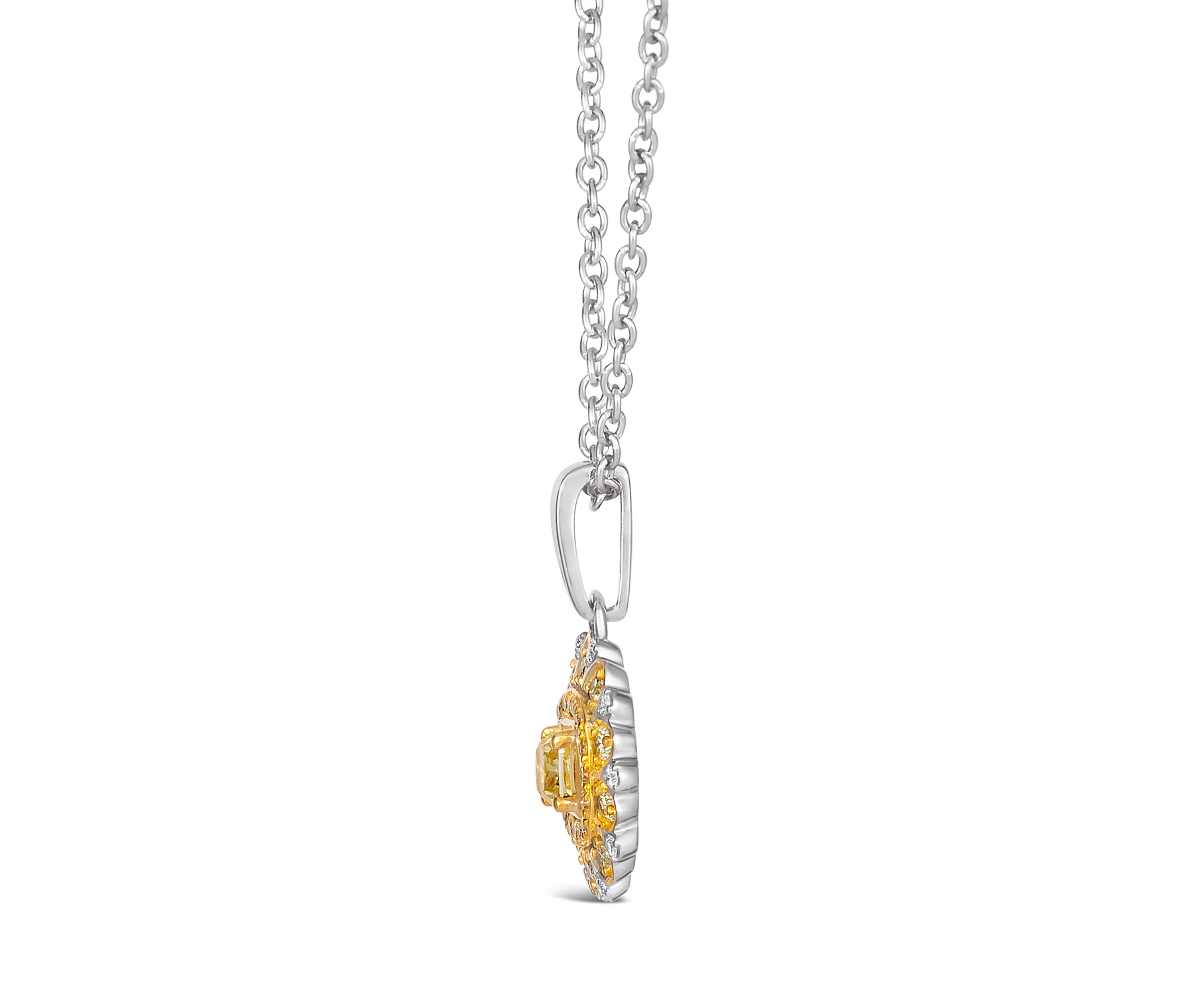 Couture® Pendant featuring 3/8 ct. t.w. Fancy Light Yellow Diamond, 1/20 ct. t.w. Vanilla Diamonds® set in P14 Two Tone Gold