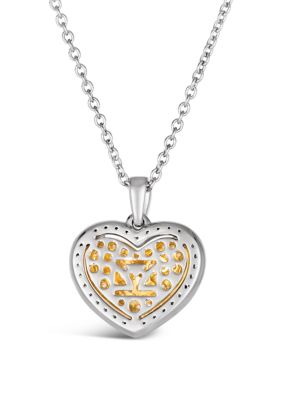 1/4 ct. t.w. Vanilla Diamonds®, 3/8 ct. t.w. Fancy Light Yellow Diamond Couture® Heart Pendant Necklace in Platinum with 18K Two Tone Gold