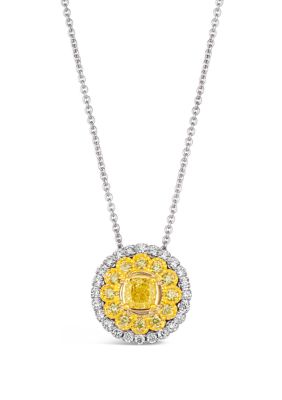 3/8 ct. t.w. Sunny Yellow Diamonds®, 1/5 ct. t.w. Vanilla Diamonds® Pendant Necklace in 14K Two Tone Gold