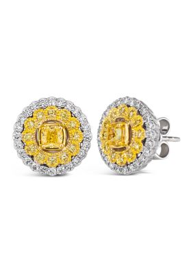 1/2 ct. t.w. Sunny Yellow Diamonds®, 1/3 ct. t.w. Vanilla Diamonds® Earrings in 14K Two Tone Gold