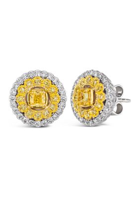 Le Vian 1/2 ct. t.w. Sunny Yellow Diamonds, 1/3 ct. t.w. Vanilla Diamonds Earrings in 14K Two Tone Gold