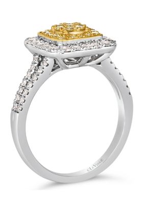 1/2 ct. t.w. Vanilla Diamonds®, 1/5 ct. t.w. Fancy Light Yellow Diamond Ring in 14K Two Tone Gold