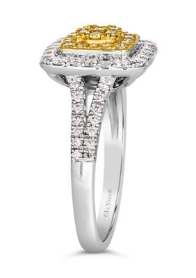 1/2 ct. t.w. Vanilla Diamonds®, 1/5 ct. t.w. Fancy Light Yellow Diamond Ring in 14K Two Tone Gold