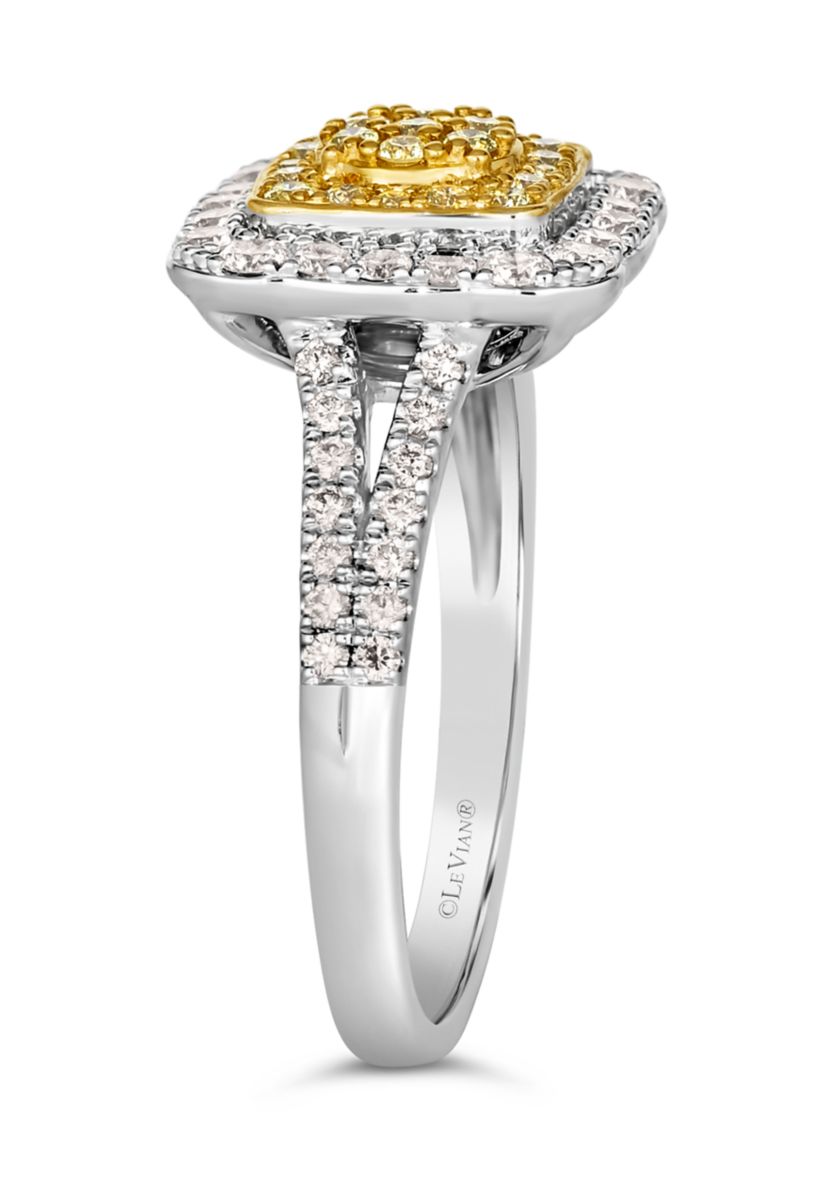 1/2 ct. t.w. Vanilla Diamonds®, 1/5 ct. t.w. Fancy Light Yellow Diamond Ring in 14K Two Tone Gold
