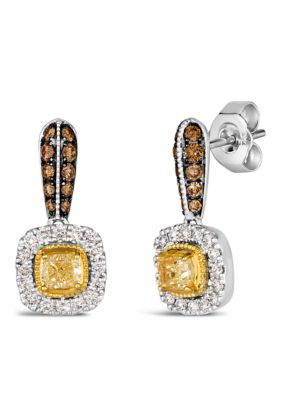 Le Vian Chocolatier® Earrings featuring 1/2 ct. t.w. Fancy Light Yellow Diamond, 1/4 ct. t.w. Chocolate Diamonds®, 1/4 ct. t.w. Vanilla Diamonds® set in 14K Two Tone Gold