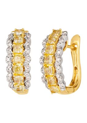 Earrings featuring 1.33 ct. t.w. Sunny Yellow Diamonds®, 1/5 ct. t.w. Vanilla Diamonds®  in 14K Two Tone Gold