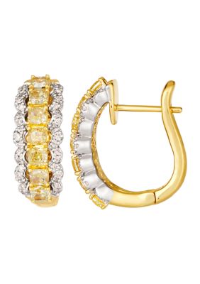 Earrings featuring 1.33 ct. t.w. Sunny Yellow Diamonds®, 1/5 ct. t.w. Vanilla Diamonds®  in 14K Two Tone Gold