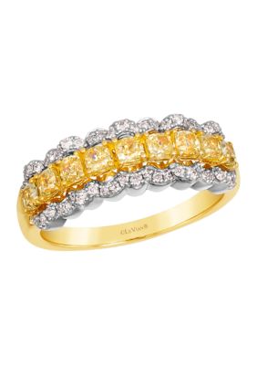 3/4 ct. t.w. Sunny Yellow Diamonds®, 1/5 ct. t.w. Vanilla Diamonds® Ring in 14K Two Tone Gold