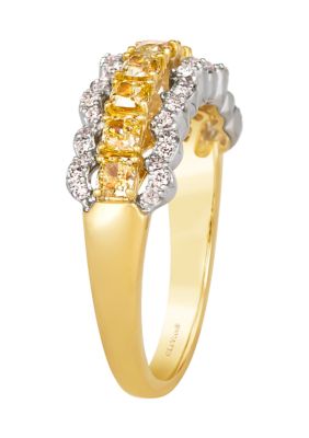 3/4 ct. t.w. Sunny Yellow Diamonds®, 1/5 ct. t.w. Vanilla Diamonds® Ring in 14K Two Tone Gold