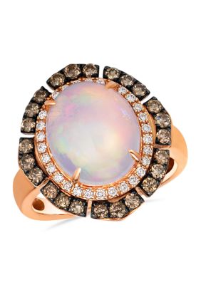 Le Vian 2 3/4 ct. t.w. Neopolitan Opal®, 3/8 ct. t.w. Chocolate Diamonds, 1/6 ct. t.w. Vanilla Diamonds Ring set in 14K Strawberry Gold, Gold, 7