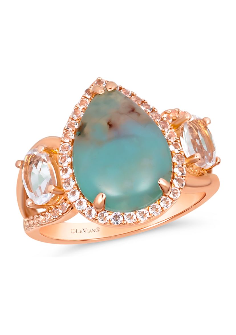 3.38 ct. t.w. Aquaprase Turquoise, 1.25 ct. t.w. Vanilla Topaz™ Ring  in 14K Strawberry Gold®