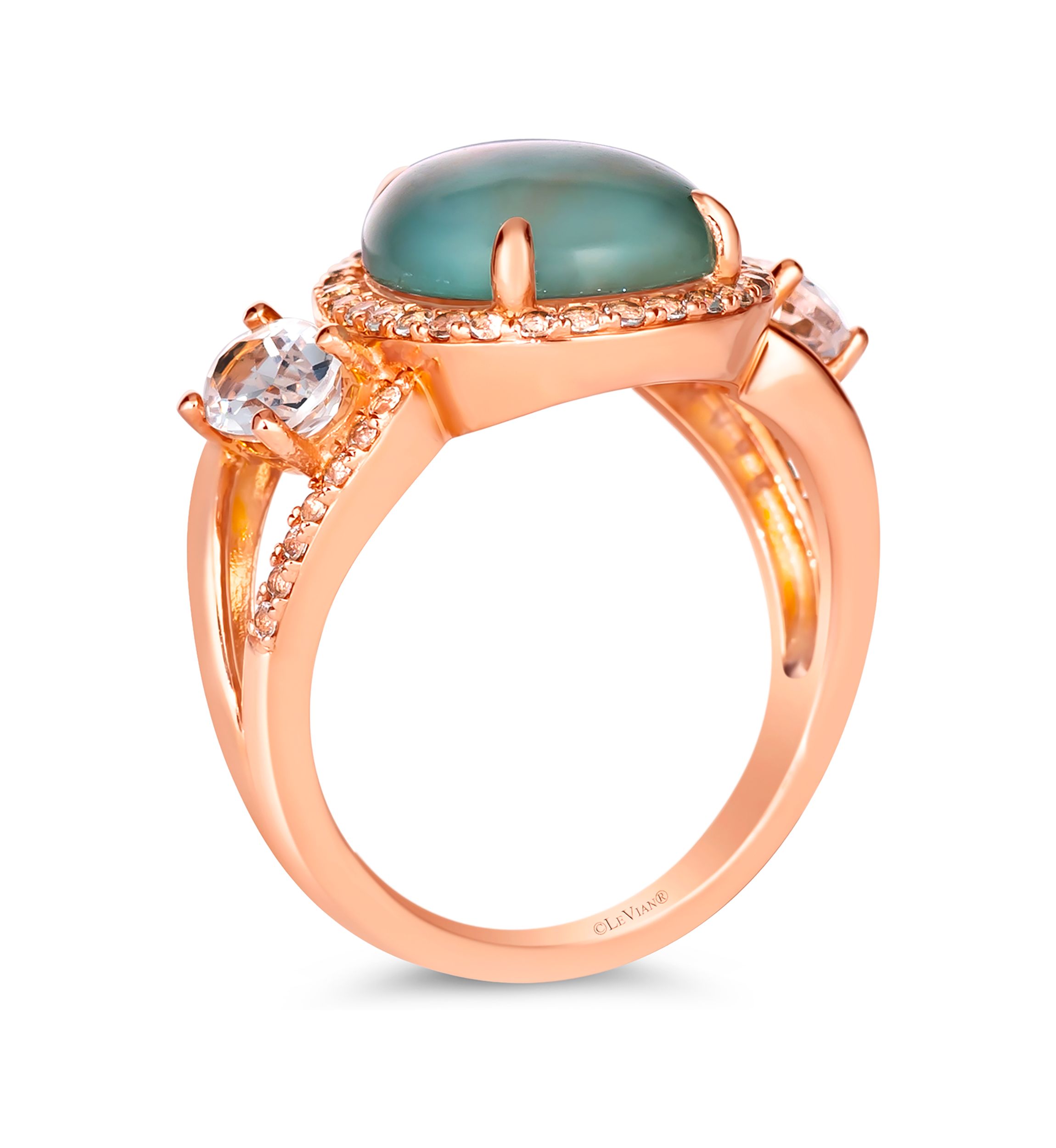 3.38 ct. t.w. Aquaprase Turquoise, 1.25 ct. t.w. Vanilla Topaz™ Ring  in 14K Strawberry Gold®