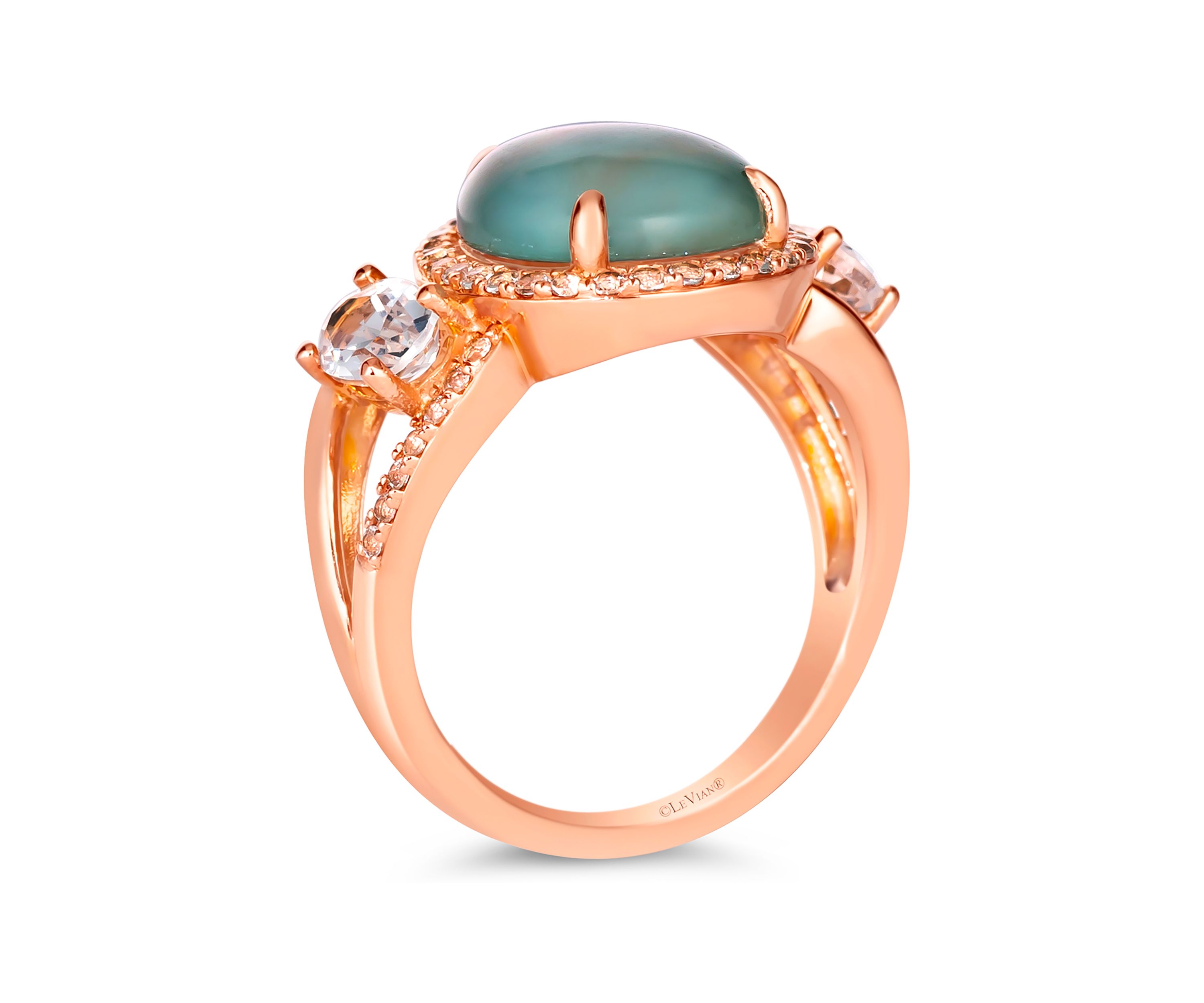 3.38 ct. t.w. Aquaprase Turquoise, 1.25 ct. t.w. Vanilla Topaz™ Ring  in 14K Strawberry Gold®