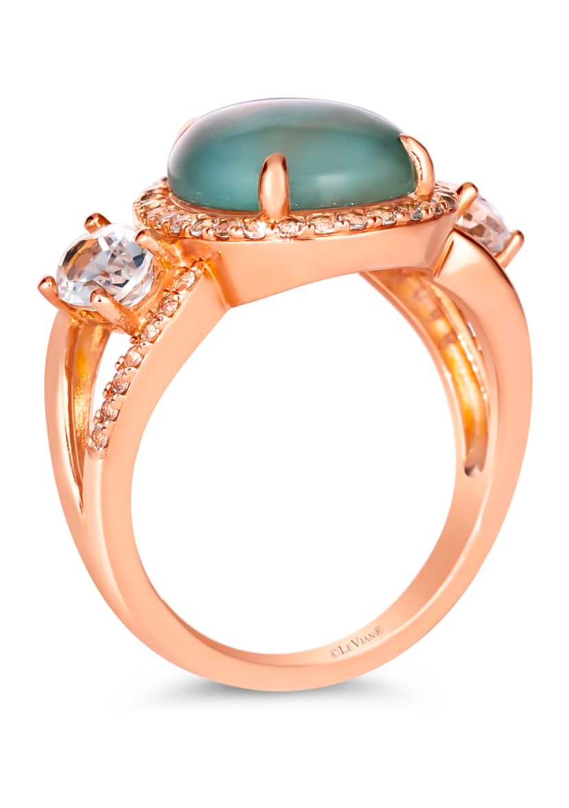 3.38 ct. t.w. Aquaprase Turquoise, 1.25 ct. t.w. Vanilla Topaz™ Ring  in 14K Strawberry Gold®