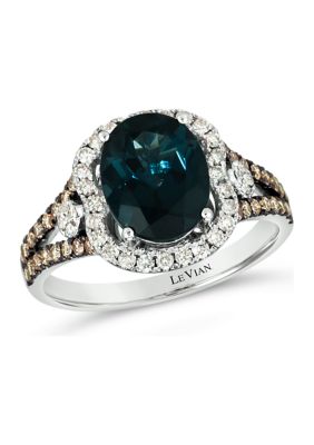 Le Vian 2.5 ct. t.w. Deep Sea Blue Topazâ¢, 1/4 ct. t.w. Nude Diamondsâ¢, 1/3 ct. t.w. Chocolate Diamonds Ring in 14K Vanilla Gold -  5400455BVIJ21