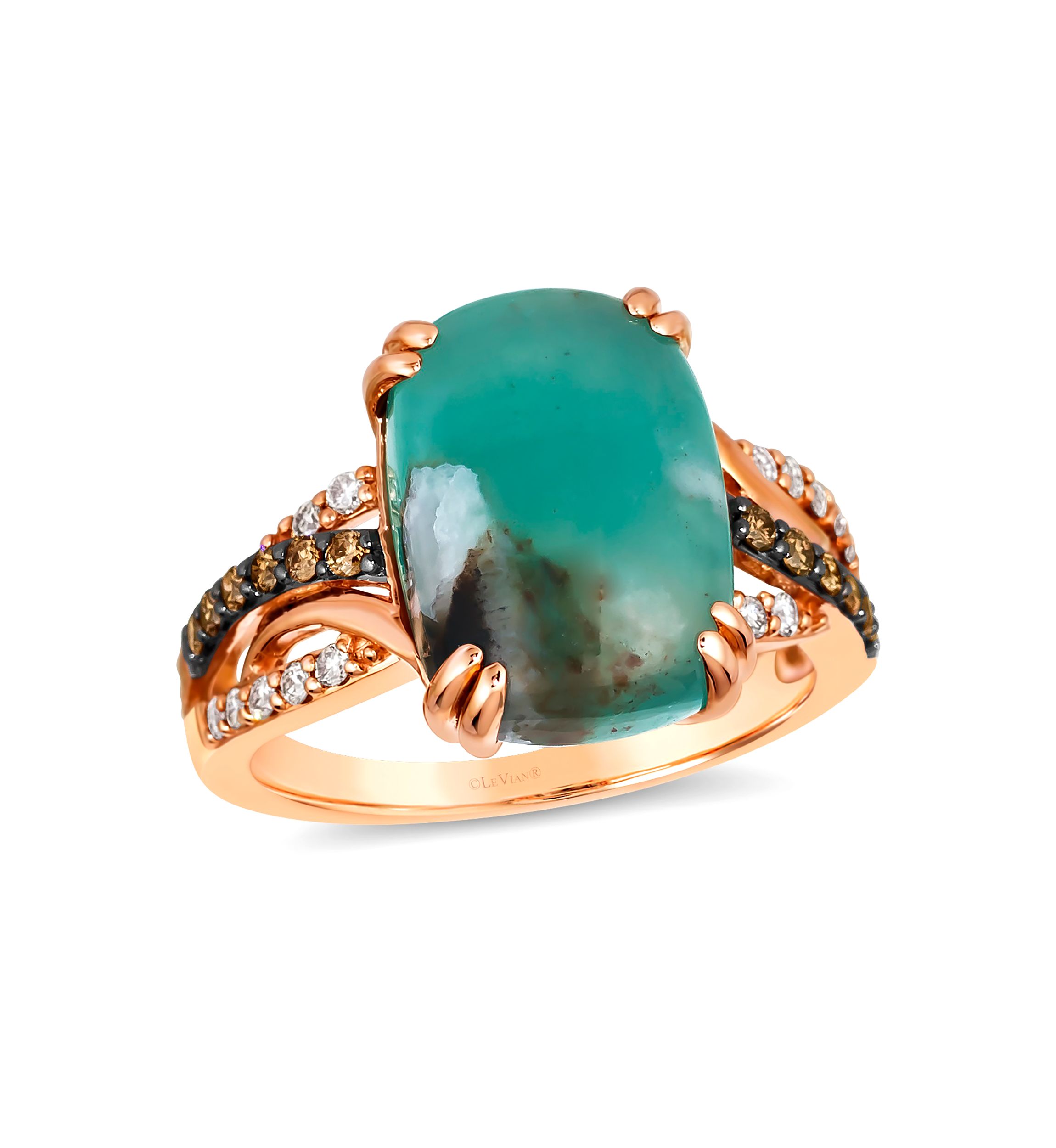 1/4 ct. t.w. Diamond Aquaprase Statement Ring in 14K Rose Gold 