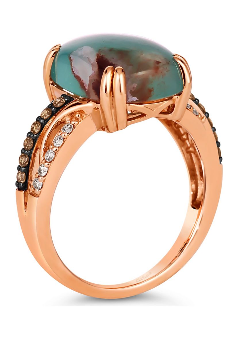 1/4 ct. t.w. Diamond Aquaprase Statement Ring in 14K Rose Gold 