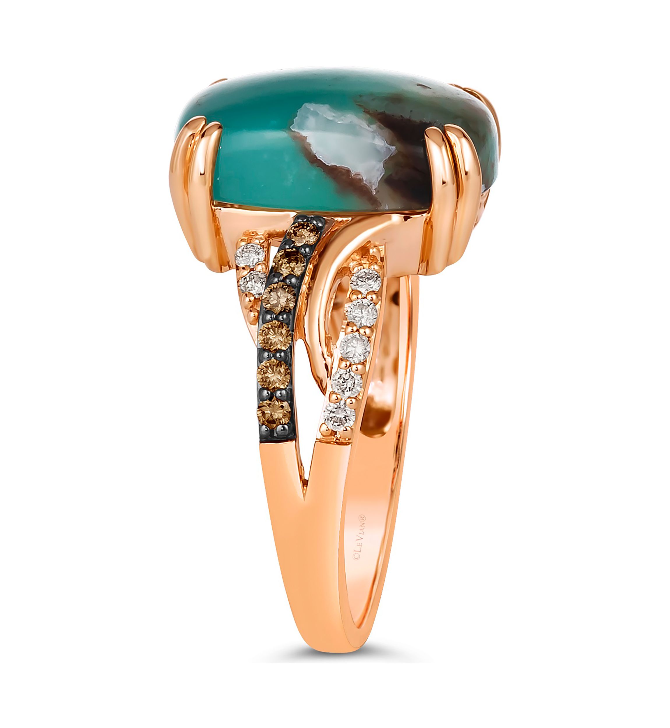 1/4 ct. t.w. Diamond Aquaprase Statement Ring in 14K Rose Gold 