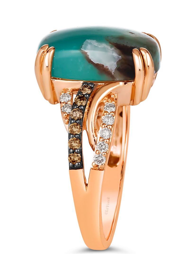 1/4 ct. t.w. Diamond Aquaprase Statement Ring in 14K Rose Gold 