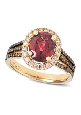 Le Vian 2 Ct. T.w. Raspberry RhodoliteÂ®, 3/8 Ct. T.w. Chocolate Diamonds, 1/3 Ct. T.w. Nude Diamondsâ¢ Ring In 14K Strawberry Gold