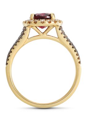 2 ct. t.w. Raspberry Rhodolite®, 3/8 ct. t.w. Chocolate Diamonds®, 1/3 ct. t.w. Nude Diamonds™ Ring in 14K Strawberry Gold®