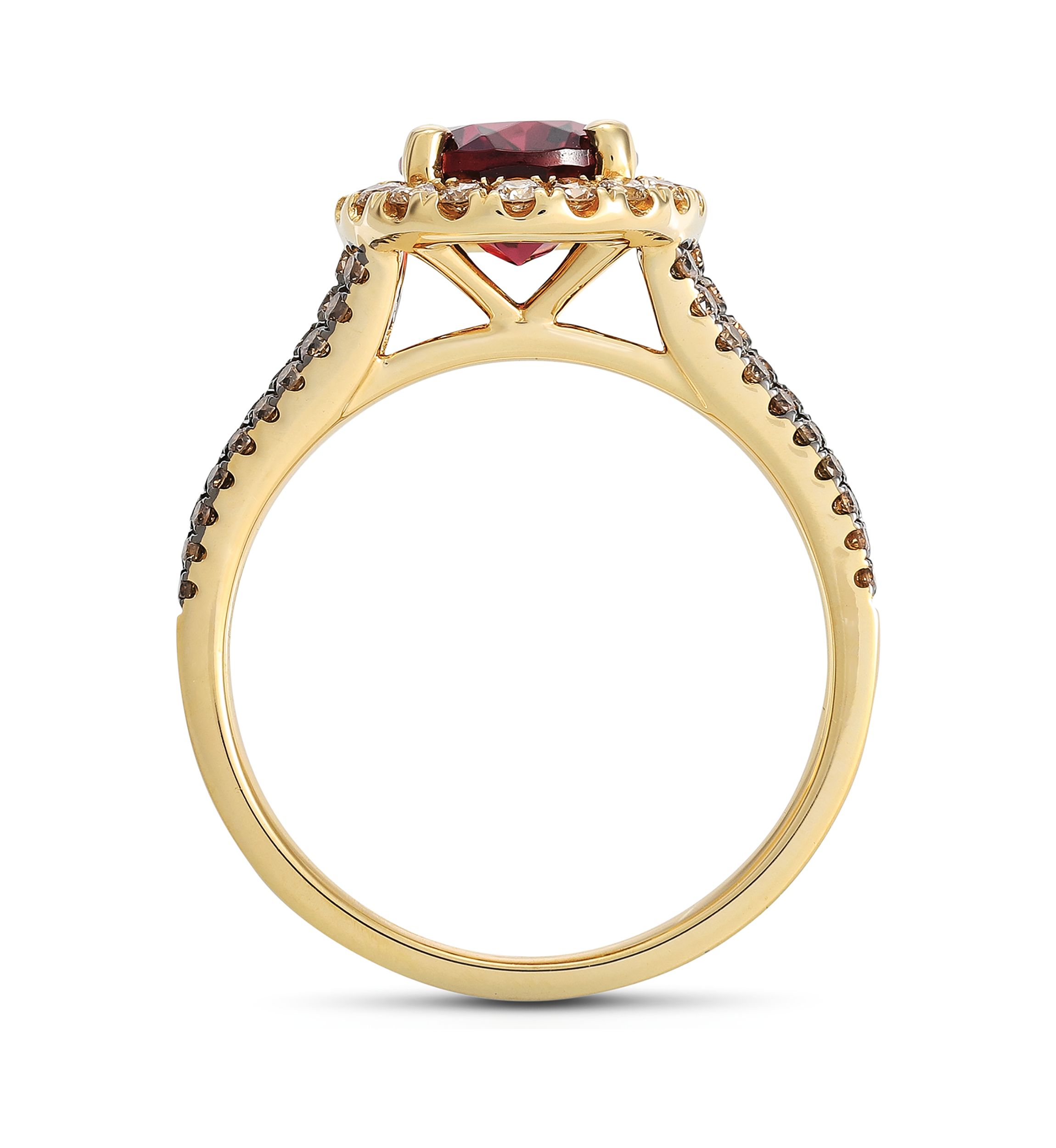 2 ct. t.w. Raspberry Rhodolite®, 3/8 ct. t.w. Chocolate Diamonds®, 1/3 ct. t.w. Nude Diamonds™ Ring in 14K Strawberry Gold®