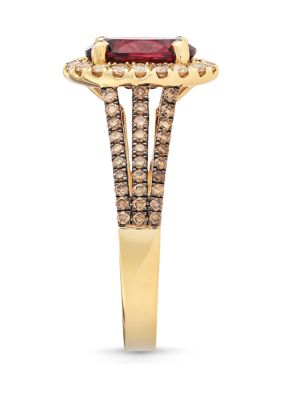 2 ct. t.w. Raspberry Rhodolite®, 3/8 ct. t.w. Chocolate Diamonds®, 1/3 ct. t.w. Nude Diamonds™ Ring in 14K Strawberry Gold®