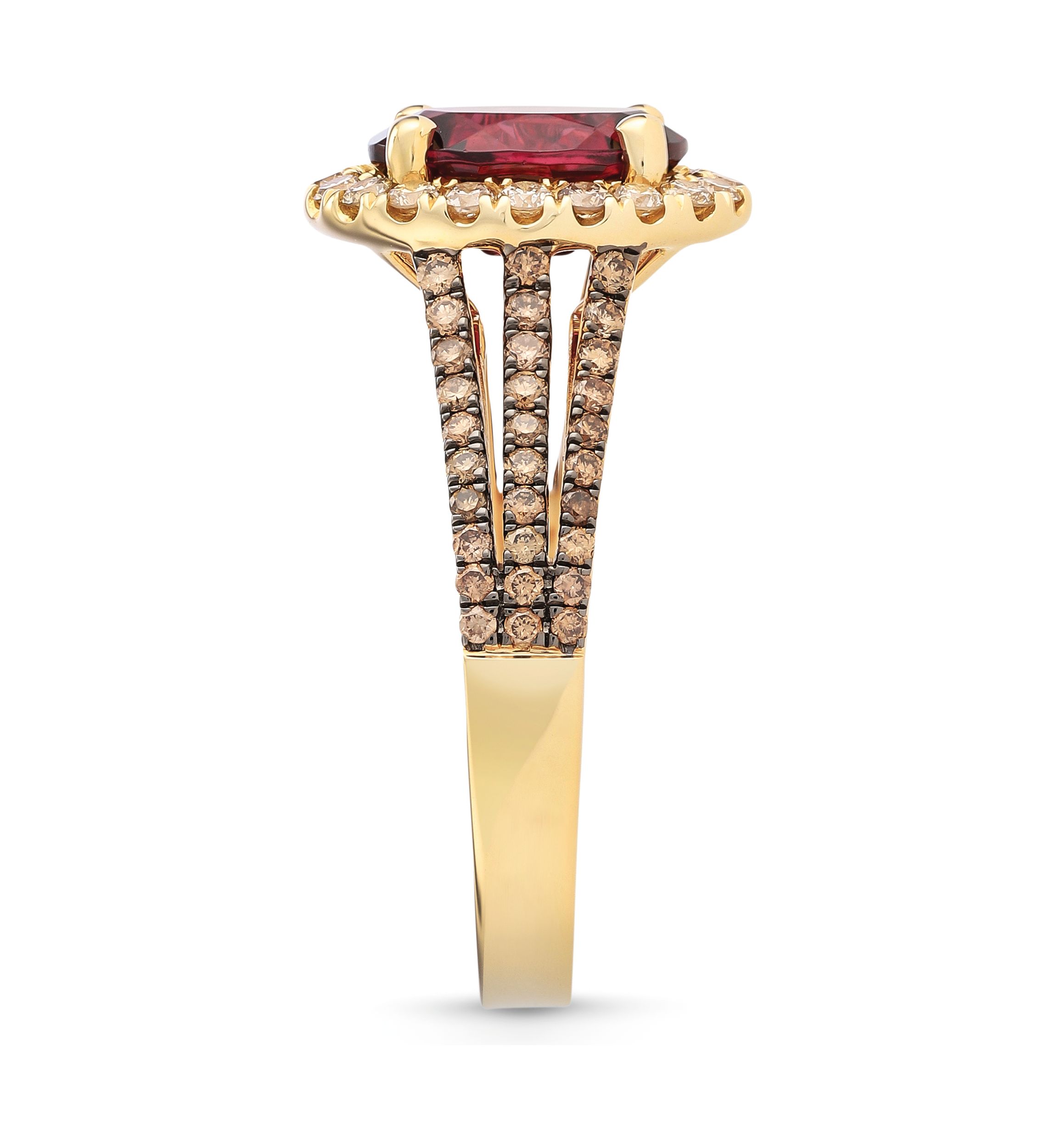 2 ct. t.w. Raspberry Rhodolite®, 3/8 ct. t.w. Chocolate Diamonds®, 1/3 ct. t.w. Nude Diamonds™ Ring in 14K Strawberry Gold®