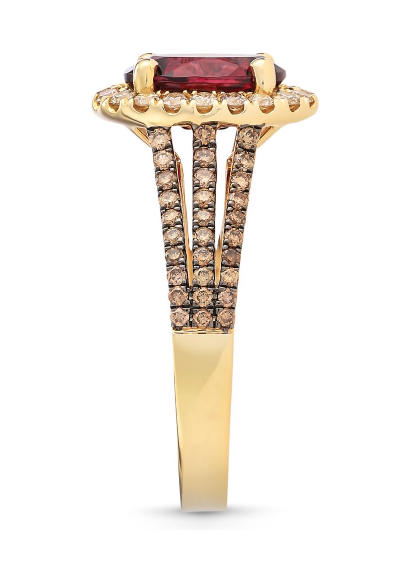 2 ct. t.w. Raspberry Rhodolite®, 3/8 ct. t.w. Chocolate Diamonds®, 1/3 ct. t.w. Nude Diamonds™ Ring in 14K Strawberry Gold®