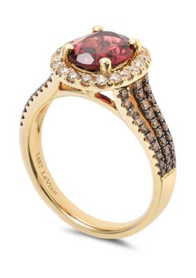 2 ct. t.w. Raspberry Rhodolite®, 3/8 ct. t.w. Chocolate Diamonds®, 1/3 ct. t.w. Nude Diamonds™ Ring in 14K Strawberry Gold®