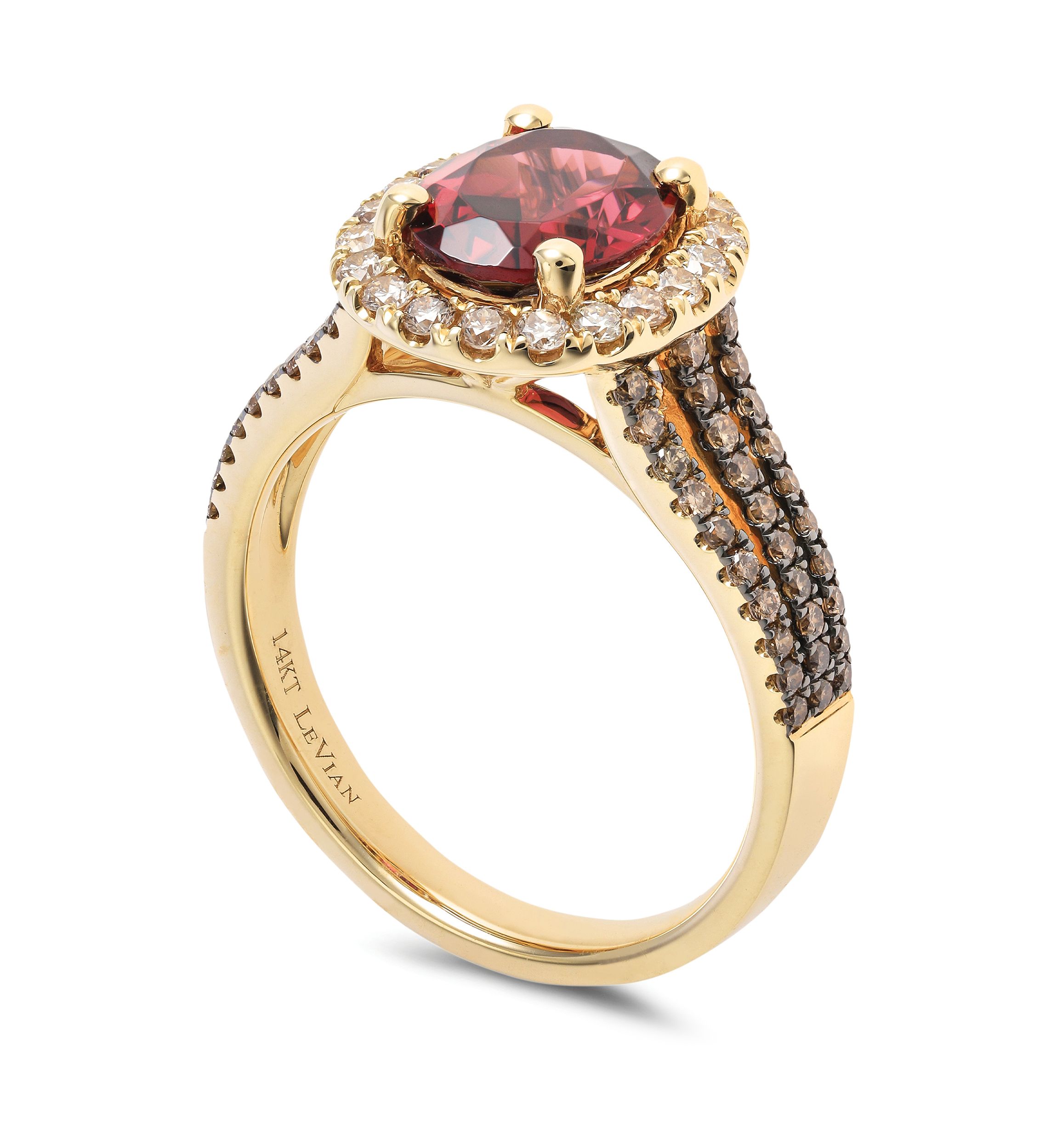 2 ct. t.w. Raspberry Rhodolite®, 3/8 ct. t.w. Chocolate Diamonds®, 1/3 ct. t.w. Nude Diamonds™ Ring in 14K Strawberry Gold®