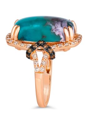 Ring featuring 9.75 ct. t.w. Peacock Aquaprase™, 1/6 ct. t.w. Chocolate Diamonds®, 1/3 ct. t.w. Nude Diamonds™  in 14K Strawberry Gold®