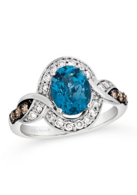 Le Vian Ring featuring 1.88 ct. t.w. Deep Sea Blue Topazâ¢, 1/6 ct. t.w.Chocolate Diamonds, 1/4 ct. t.w. Nude Diamondsâ¢ set in 14K Vanilla Gold