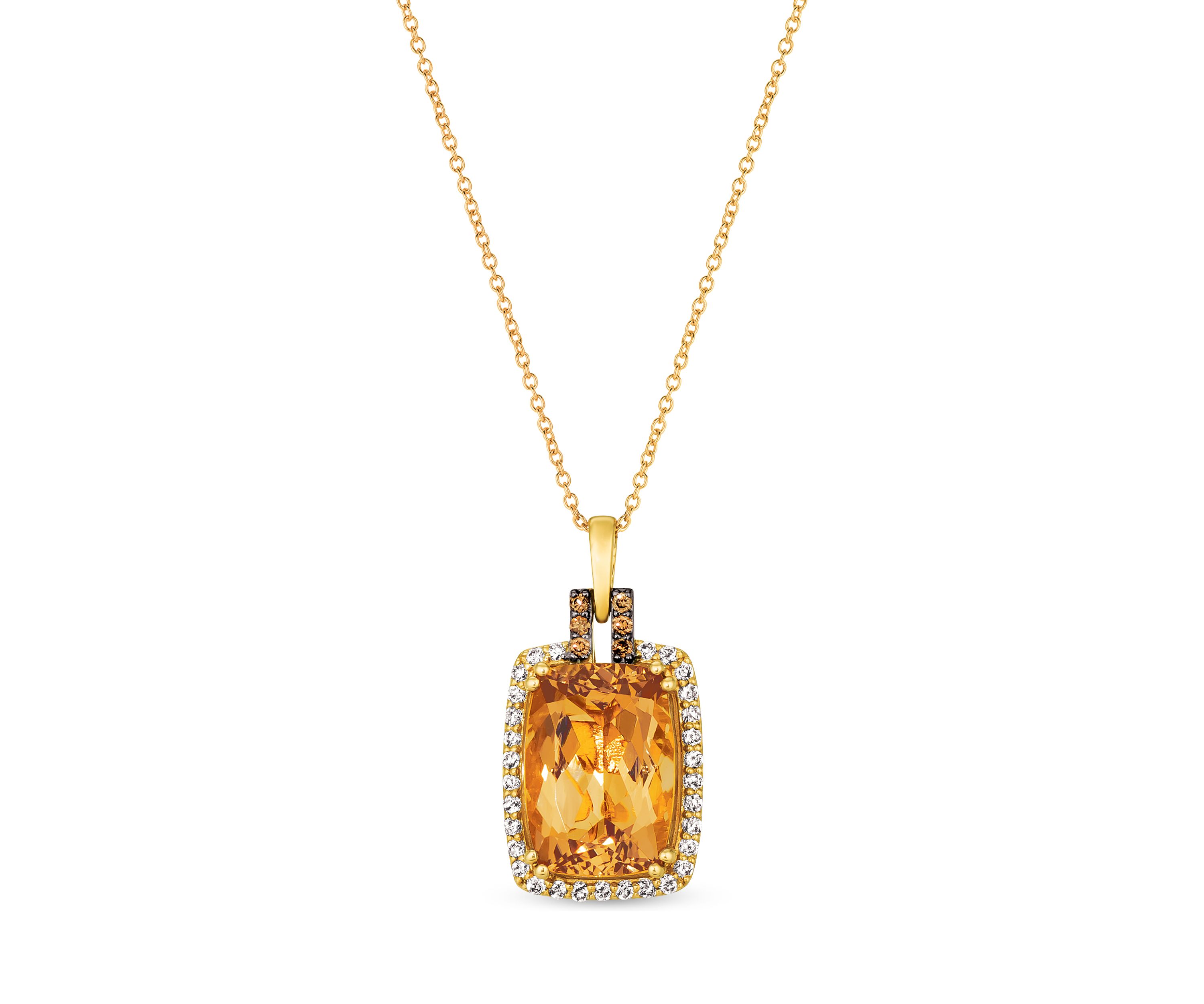 6 ct. t.w. Citrine, 1/10 ct. t.w. Chocolate Diamond®, and 1/3 ct. t.w. Nude Diamond™ Pendant Necklace  in 14K Honey Gold™