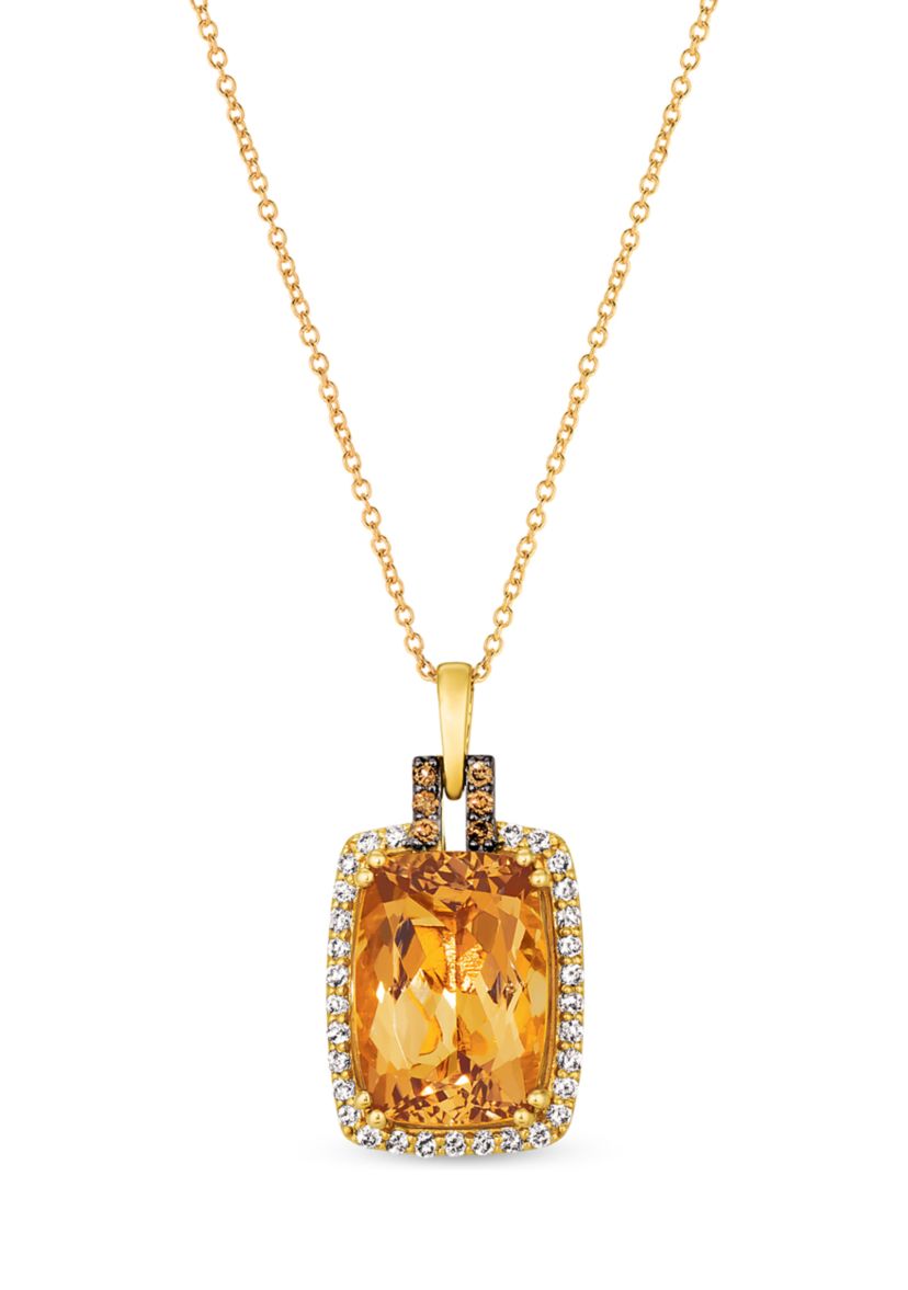 6 ct. t.w. Citrine, 1/10 ct. t.w. Chocolate Diamond®, and 1/3 ct. t.w. Nude Diamond™ Pendant Necklace  in 14K Honey Gold™