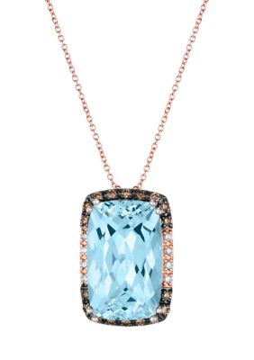 Le Vian 1/5 Ct. T.w. Nude Diamond, 1/5 Ct. T.w. Chocolate DiamondÂ®, And 9.33 Ct. T.w. Blue Topaz Pendant Necklace In 14K Strawberry Goldâ¢