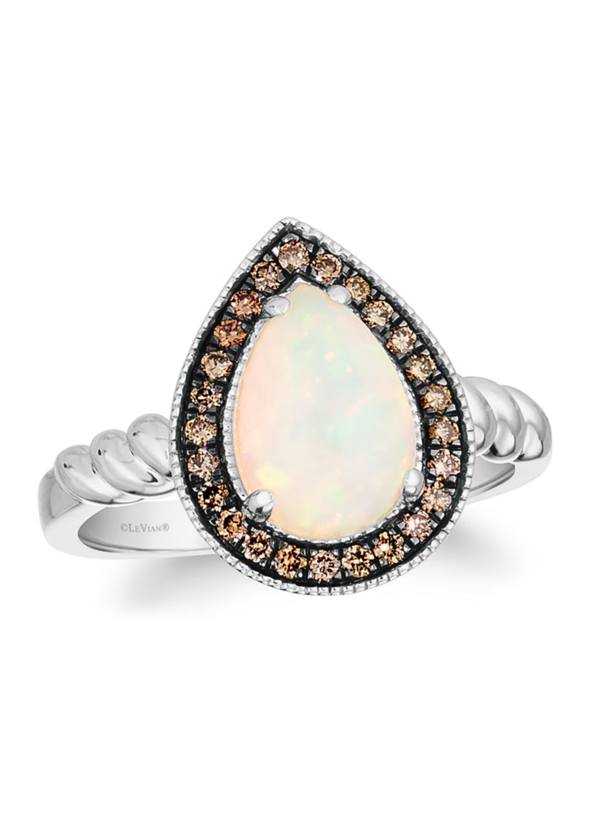 7/8 ct. t.w. Opal and 1/5 ct. t.w. Chocolate Diamond® Ring in 14K Vanilla Gold®
