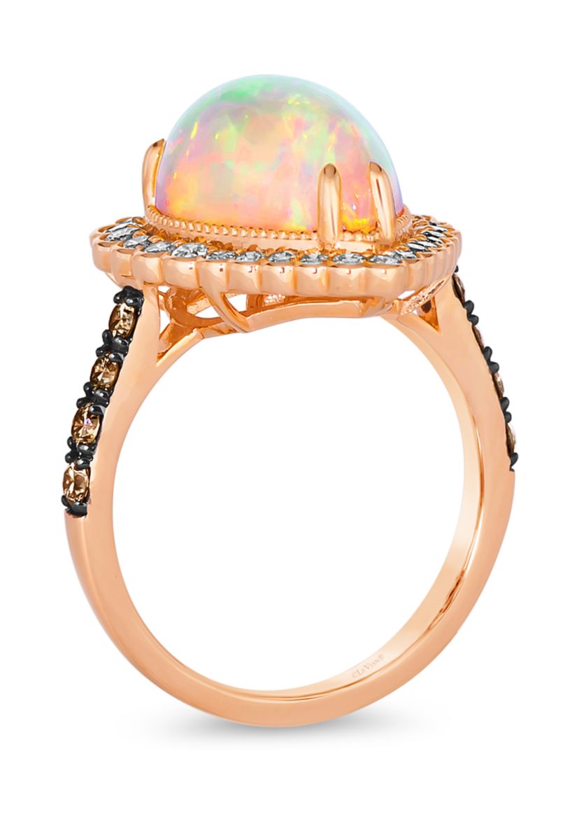 3 ct. t.w. Neopolitan Opal™, 1/2 ct. t.w. Nude Diamond™, and 1/3 ct. t.w. Chocolate Diamond® Ring in 14K Strawberry Gold®
