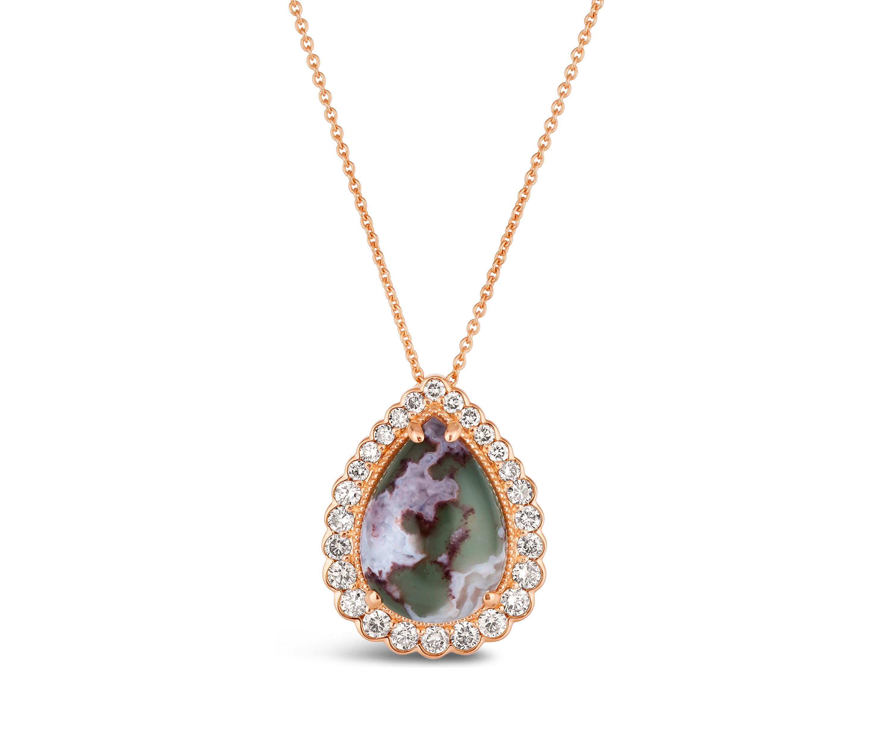 1/2 ct. t.w. Pear Shape Aquaprase Diamond Pendant Necklace in 14K Rose Gold 