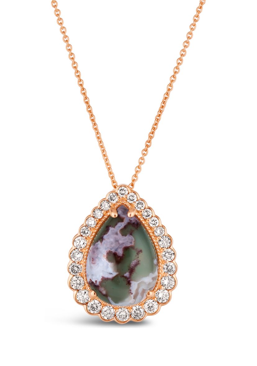 1/2 ct. t.w. Pear Shape Aquaprase Diamond Pendant Necklace in 14K Rose Gold 