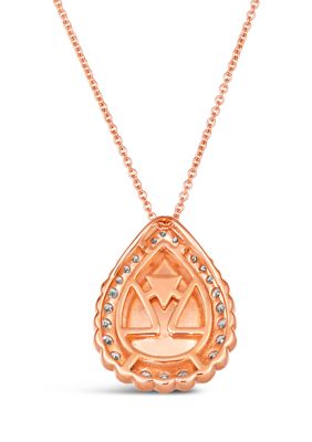 1/2 ct. t.w. Diamond Pear Shape Opal Pendant Necklace in 14K Rose Gold