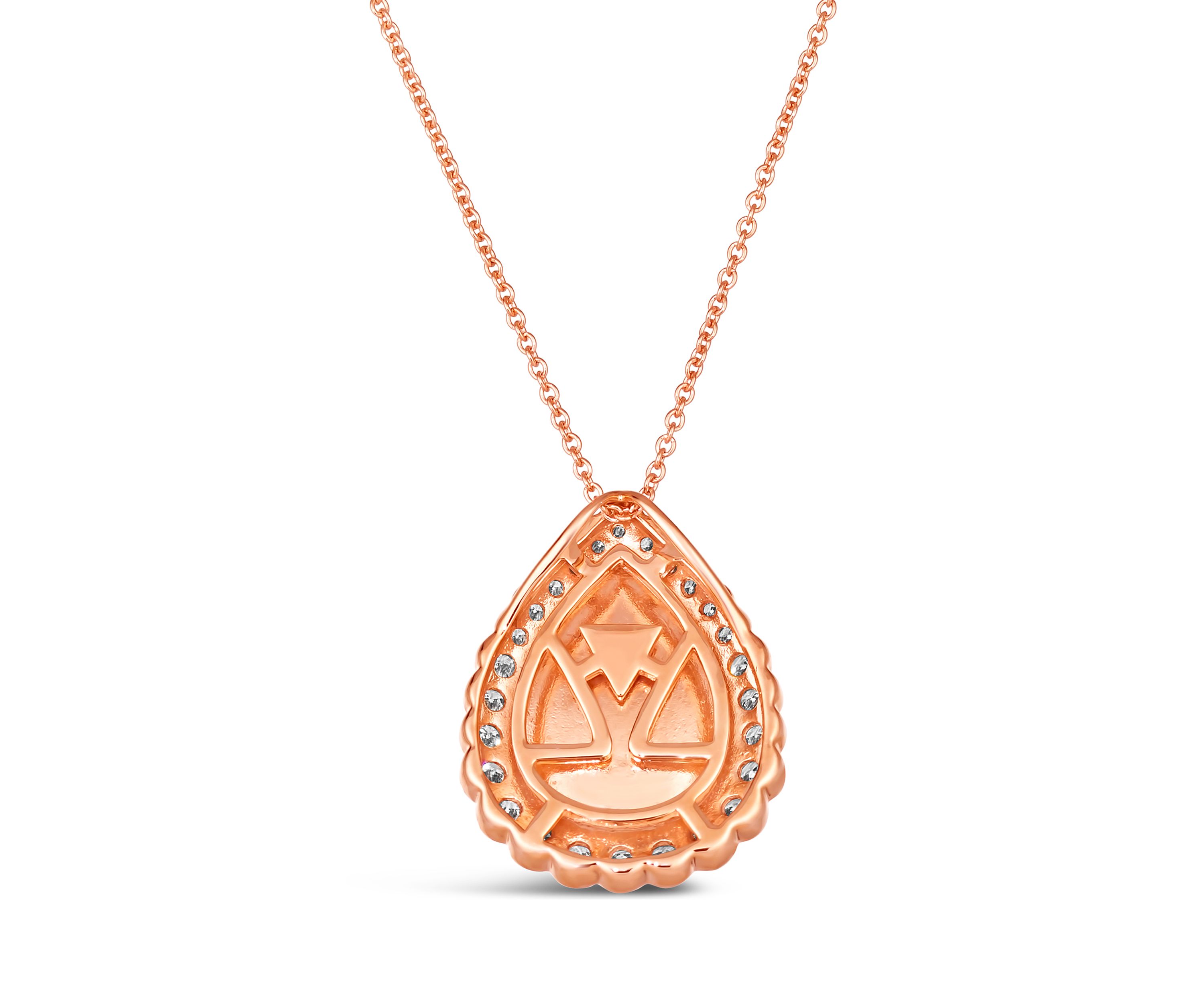 1/2 ct. t.w. Diamond Pear Shape Opal Pendant Necklace in 14K Rose Gold
