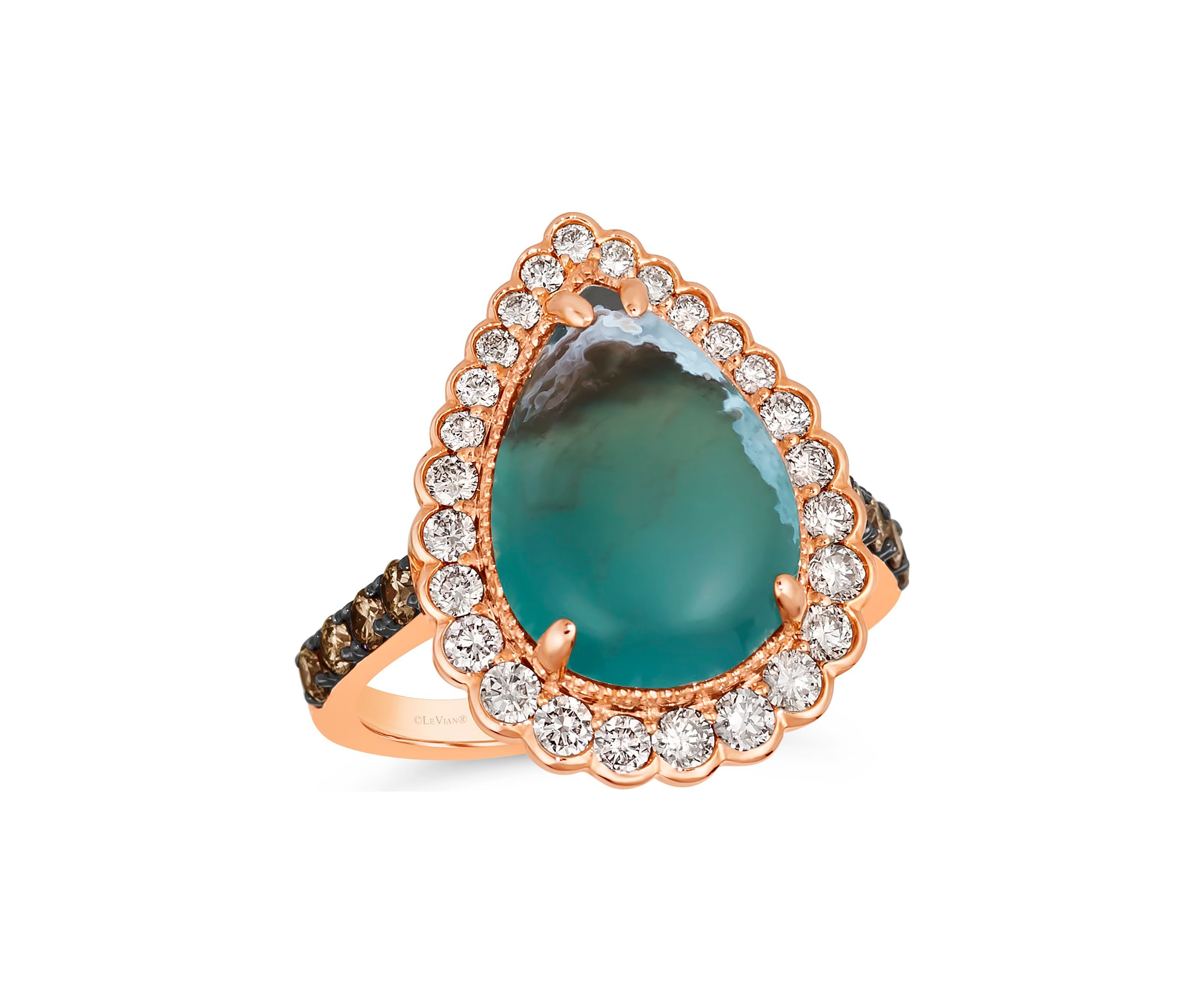 7/8 ct. Diamond Aquaprase Pear Ring in 14K Rose Gold
