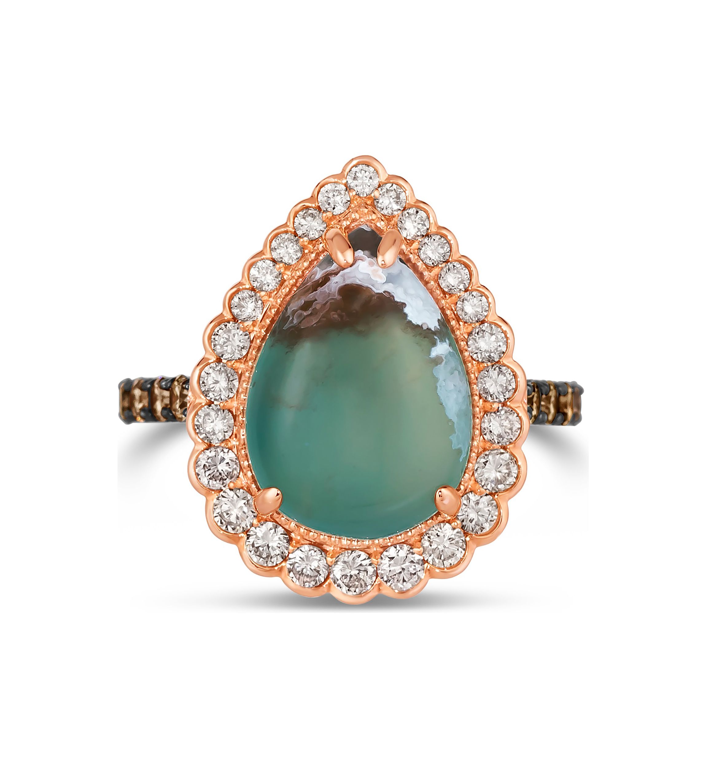7/8 ct. Diamond Aquaprase Pear Ring in 14K Rose Gold
