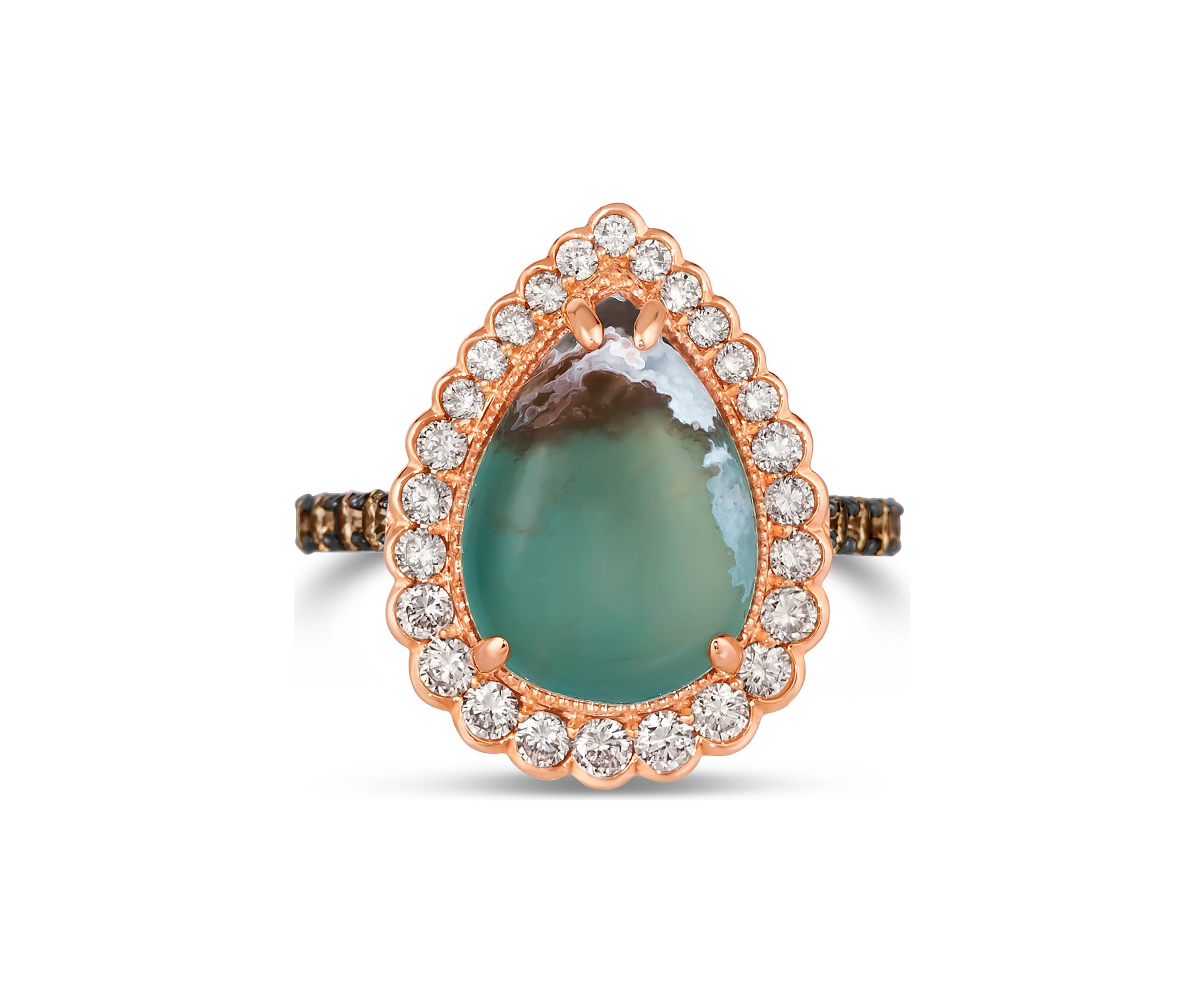7/8 ct. Diamond Aquaprase Pear Ring in 14K Rose Gold