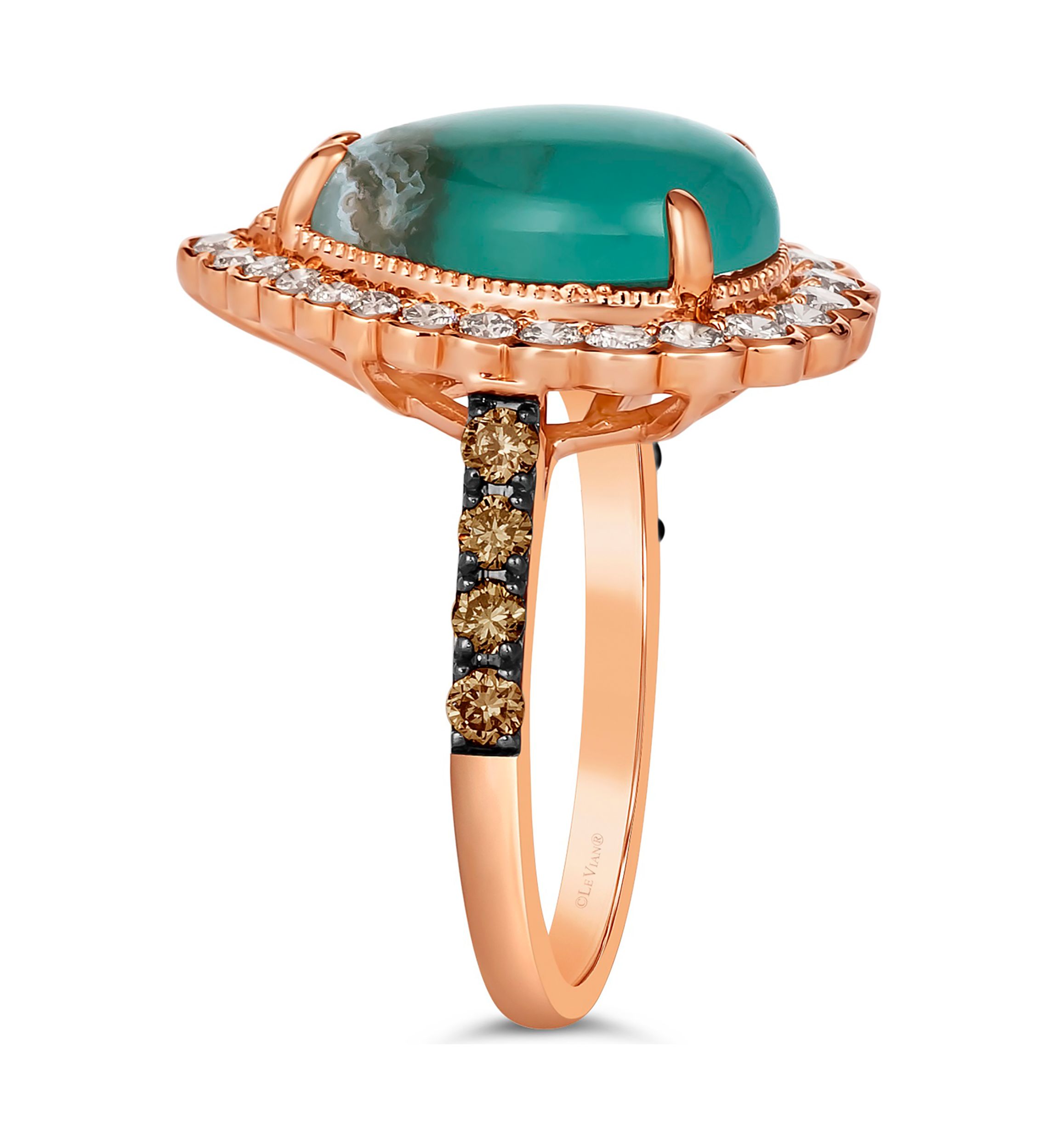 7/8 ct. Diamond Aquaprase Pear Ring in 14K Rose Gold