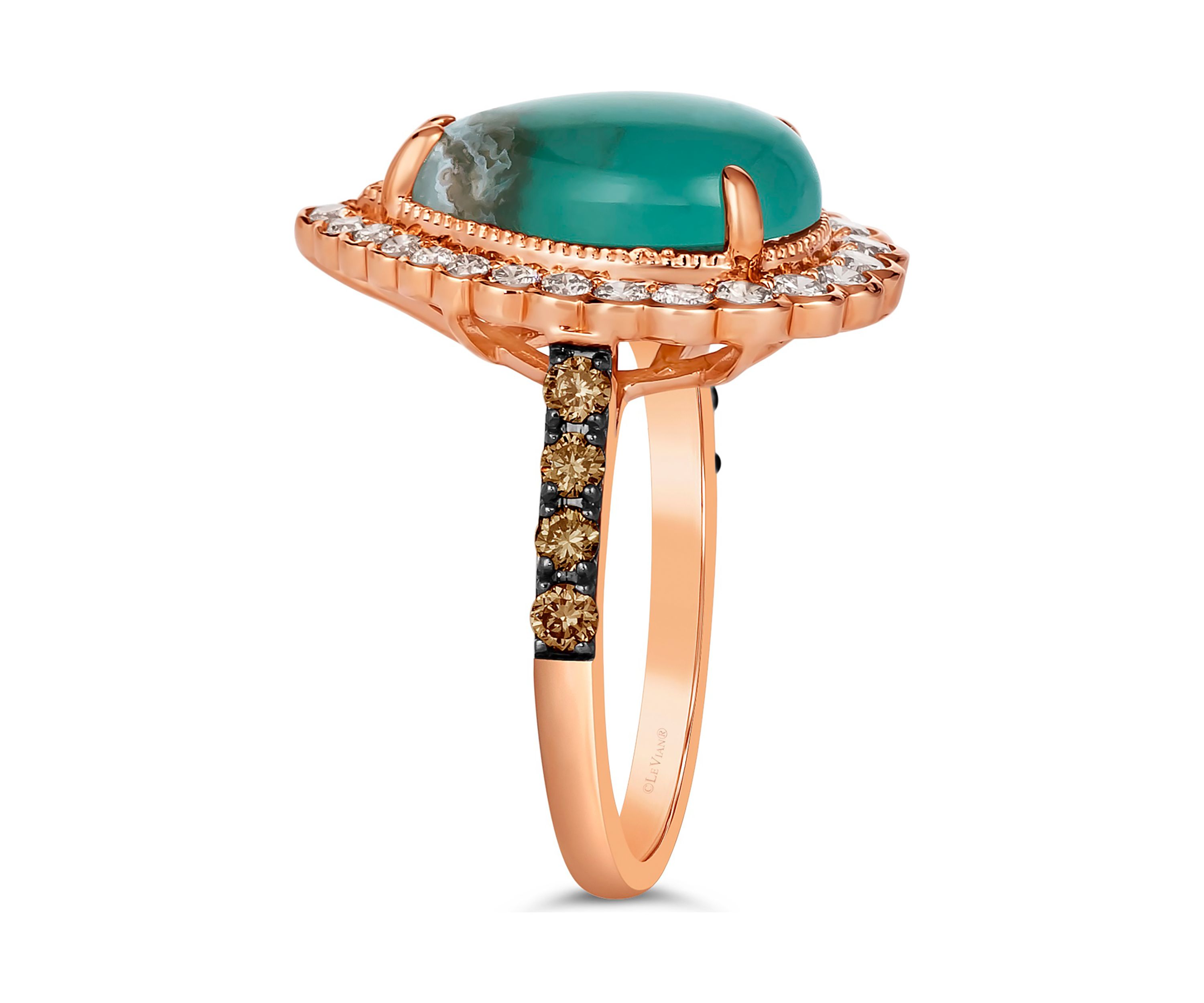 7/8 ct. Diamond Aquaprase Pear Ring in 14K Rose Gold