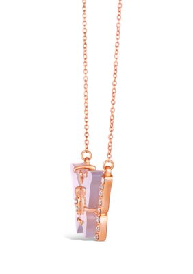 5.5 ct. t.w. Blue Chalcedony, 1/5 ct. t.w. Nude Diamonds™ Butterfly Necklace in 14K Strawberry Gold®